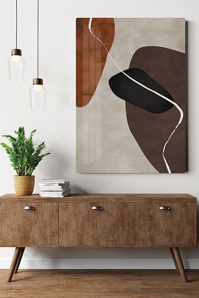 212shop Καφέ Boho Bohemian Style Abstract ζωγραφική σε καμβά