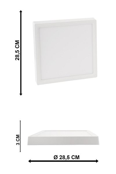 Begüsa Slim Led Panel 24w Square Surface Mounted White 4000 K