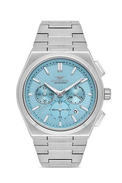 FERRO New Season Men's Square-Round Case - Turquoise Function Wrist Watch and Gift Bracelet