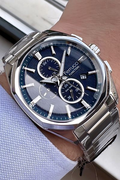 Ferrucci Men's Silver Color Waterproof Wristwatch with Steel Cord and Gift Bracelet FRE2047C2