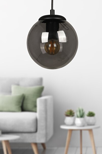 Begüsa Malta Tekli Avize Siyah Füme Cam