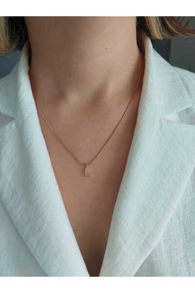 LUCKY ACCESSORIES Çelik zirkon Taşlı Harf Kolye L Harfi