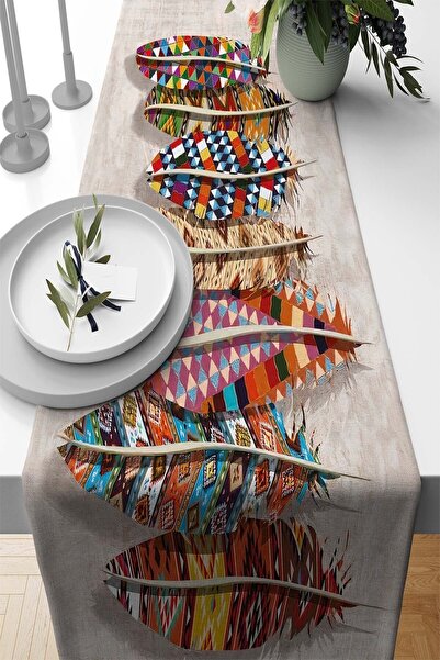 Viva Home 40x140cm Ταϊλανδέζικο υφαντό ύφασμα υψηλής ποιότητας, ανθεκτικό στους λεκέδες, υφασμάτινο κάλυμμα τραπεζιού, πολύχρωμα φτερά Rnr134