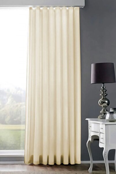 Evdepo Home Crown Ready-to-Wear Sunshade Curtain Satin Fabric Extra-forced Plain Stitching - Cream