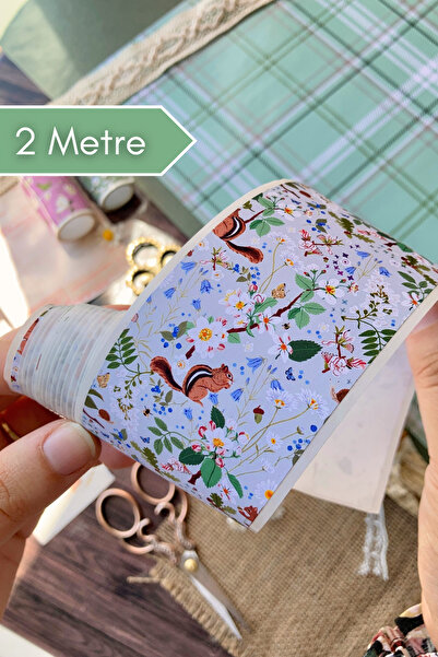 Hume Craft 2 Metre Sincap ve Çiçek Temalı Washi Bant / Washitape / Bullet Jou...