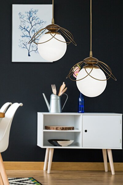 Begüsa Alaca 2.li Avize Eskitme Beyaz Cam