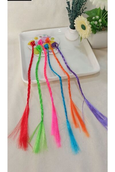sedaucess Çocuk Çıtçıtlı Mandal Toka, Takma Saç, Renkli Örgü Postiş, Postiş Set