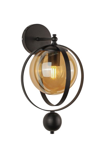 Begüsa Jupiter Sconce Black Honey Glass, Modern Decorative Sconce, Glass Wall Sconce, Wall Lighting, Living Room, Bedroom and Hallway Lighting