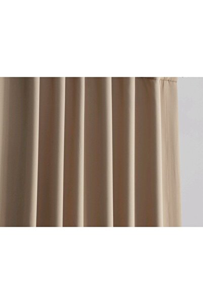 Evdepo Home Sand Beige Blackout Blackout Non-Pleated Background Curtain Single Wing