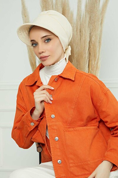 BESKAR Cream Colored Visor Hat - Bonnet, S 1