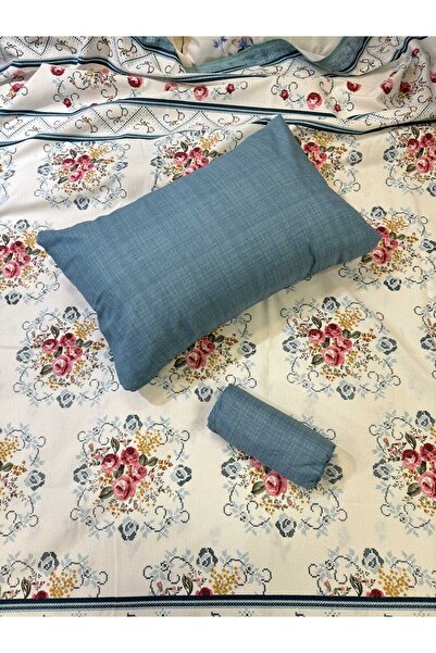 ŞENER HOME Bouquet Patterned Sheet Elastic Single Pique Set - Petrol Green