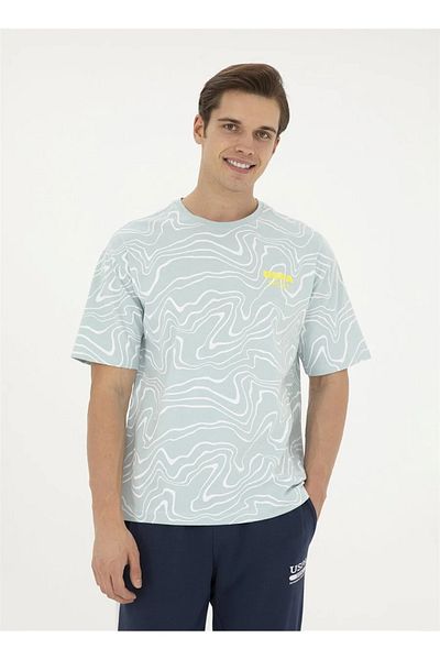 U.S. Polo Assn. Η.Π.Α. Polo Assn. Ανδρικό T-Shirt Water Green - Crew Neck FORCED DMLS