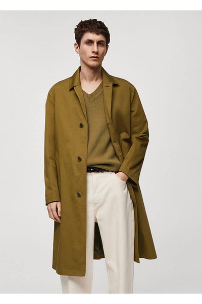 MANGO Man Locker geschnittener Trenchcoat aus Baumwolle