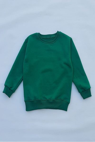 THEWERT Hanorac gros tricotat de bază verde pentru copii unisex cu fleece în interior