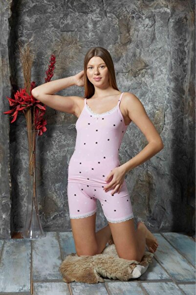 CALİA Milan Fabric Pajama Set with Rope Strap Shorts - NEW SEASON
