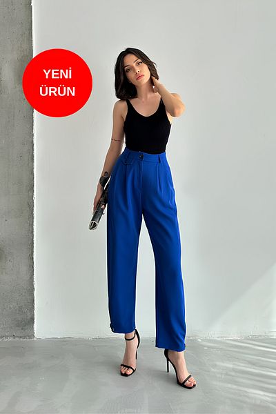 Perryes Pleated Leg and Button Detailed Women's Shalwar Model Trousers