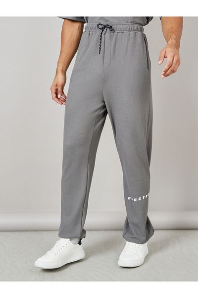Styli Waffle Knit HD Placement Print Oversized Joggers
