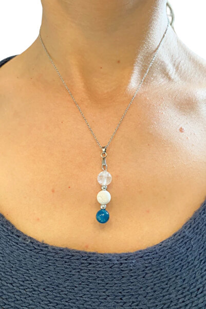 NBS Beautiful Naturel Stones قلادة من الحجر الطبيعي - أباتيت، هاولايت وكوارتز...