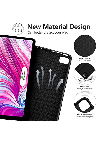 m.tk moveteck İpad Pro 13 Inç M4 Çip 2024 Uyumlu Bluetooth Özellikli Standlı Kalem Bölmeli Klavyeli Kılıf