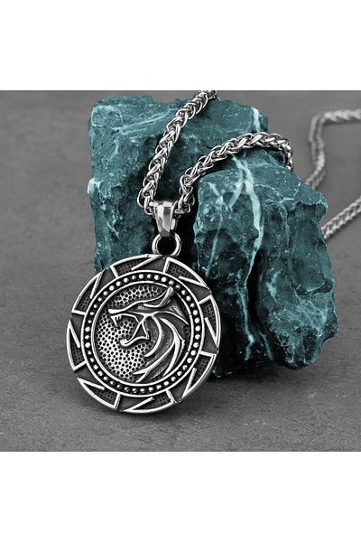 Viking Fenrir Double Sided - Back, Freki and Yggdrasill Embroidered Nordic 316L Necklace