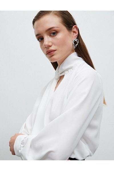 Koton Scarf Collar Blouse Long Sleeve