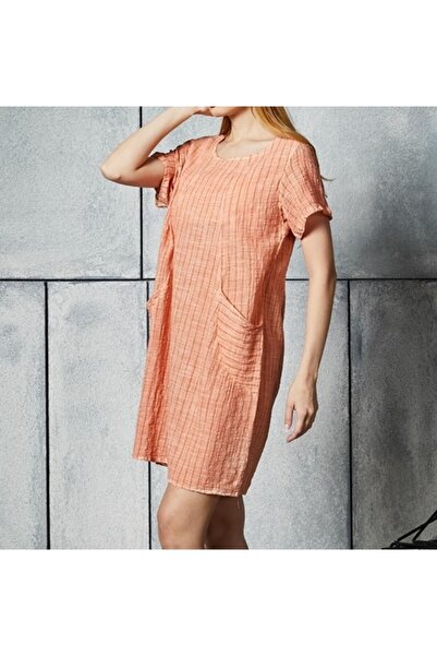 PHUTİ COLLECTION KETEN ÇİZGİLİ ELBİSE