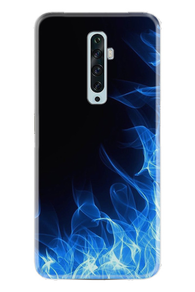 OPPO Reno 2Z Kılıf Desenli Baskılı Silikon Blue Storm STK:32