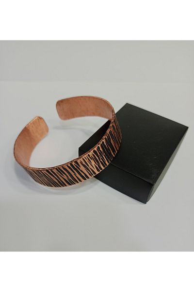 EldenEveBakır Copper Tumbled Bracelet - Hammer Forged Workmanship Zmab0004-4