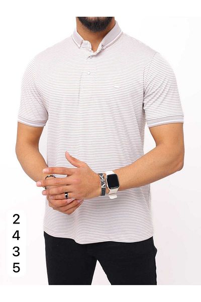 TROYLİFE Troy Striped Kagi Collar T-Shirt