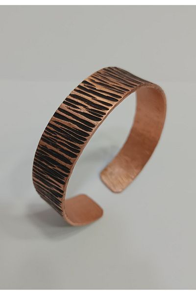 EldenEveBakır Copper Tumbled Bracelet - Hammer Forged Workmanship Zmab0004-4