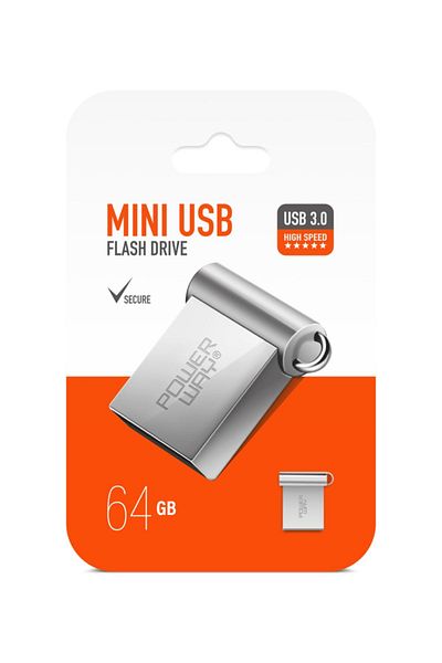POWERWAY ذاكرة فلاش USB صغيرة معدنية صغيرة بسعة 64 جيجابايت USB 3.0 عالية السرعة
