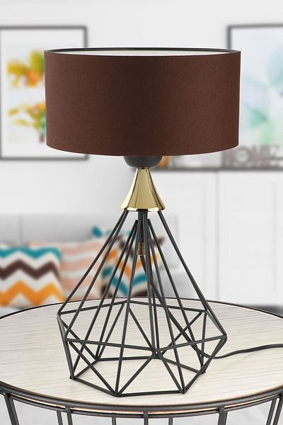 Begüsa Black Brown Sude Table Lamp Hat