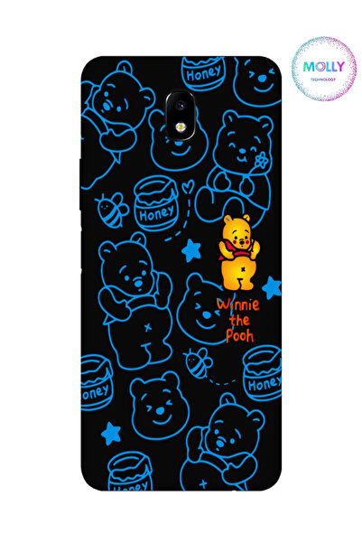Molly حافظة سيليكون بنمط ويني باللون الأسود لهاتف سامسونج جالاكسي J3 برو