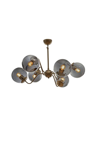 Begüsa Karmen 6.lı Eskitme-füme Glop Camlı Avize