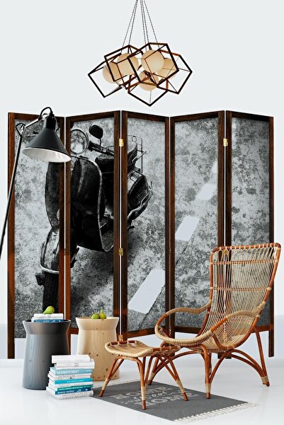 Modacanvas 5 Kanat Masif Ahşap Kumaş Paravan