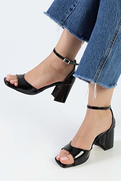 Shoeberry Sarge Black Patent Leather Women's Heeled Shoes