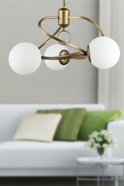 Begüsa Büklüm 3.lü Avize Eskitme Beyaz Cam