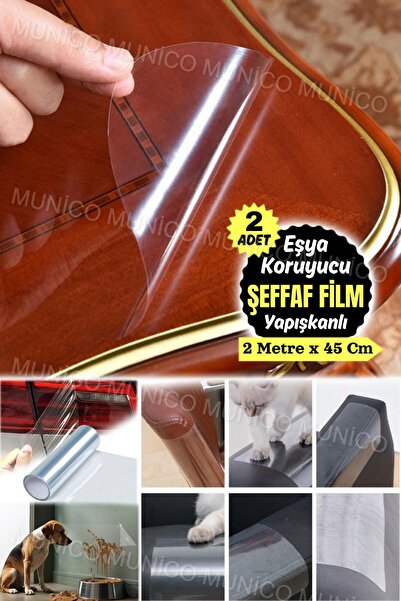 Munico 2 Adet Dayanıklı Şeffaf Film PVC Masa Örtüsü Su Koruyucu Film Statik E...