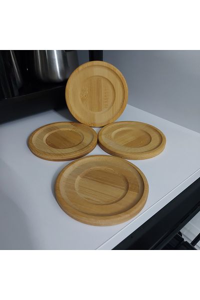 MİEN 6 PCS Real Bamboo Liquid Theme Resistant Bamboo Coasters