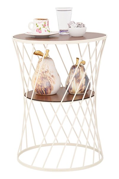 Begüsa Güzel Sehpa Krem Ahşap Ceviz