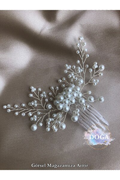 DOĞA ART STORE Accesoriu pentru păr de mireasă cu mărgele de perle