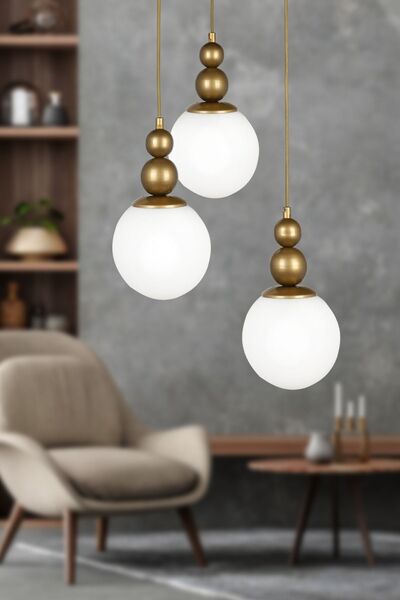 Begüsa Sonsuz 3.lü Avize Eskitme Beyaz Cam