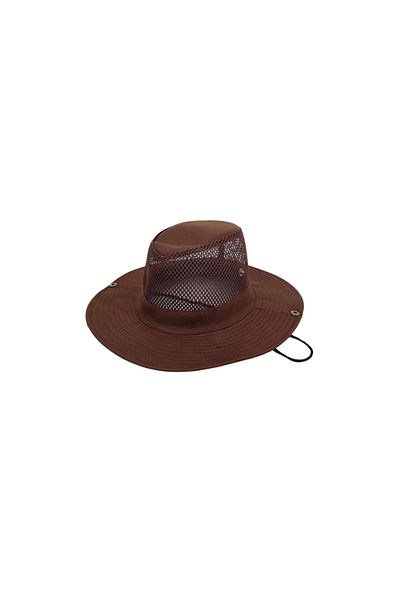 layfhex Brown Fisherman's Hunting Safari Hat - Summer, Foldable Lacing and Mesh Detail