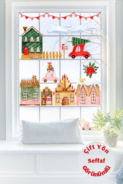 212shop New Year's New Year Children's Baby Room Transparent Double-Way Sticker Set, New Year's Ornament New Year Winter Concept