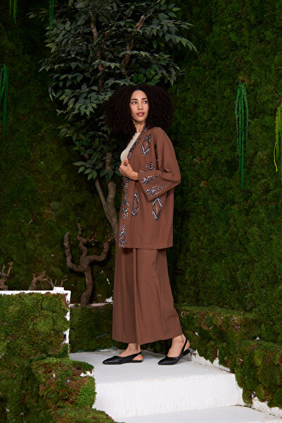 MİA NOURA Linen Kimono and Trousers Set - Stylish and Comfortable with Pulpal...