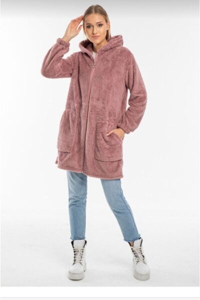 ABB Hooded Zippered Oversize Plush Cardigan