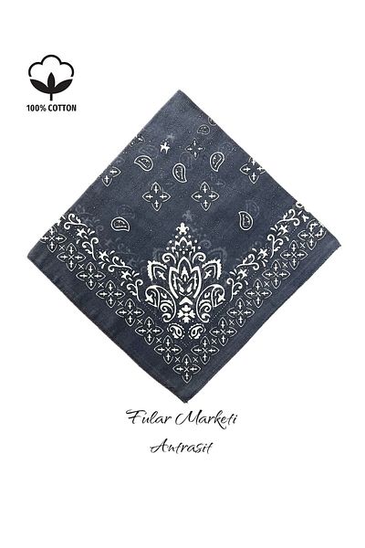 Fular Marketi Add 4 to Basket Pay 3 100% Cotton Elegance Pattern Anthracite Price Is for 1 Piece