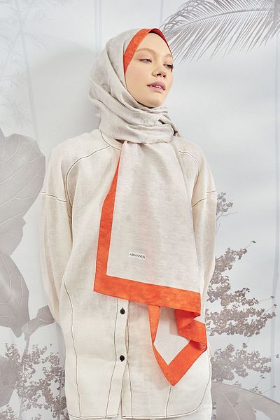 ARMANDA Chain Monogram Shawl - New Trend Color Shawl Scarf Hijab - Stone-orange