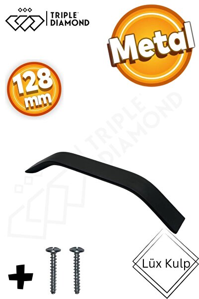 Triple Diamond 128 mm Metal Mat Siyah Çekmece Kulpları Mutfak Dolap Mobilya K...
