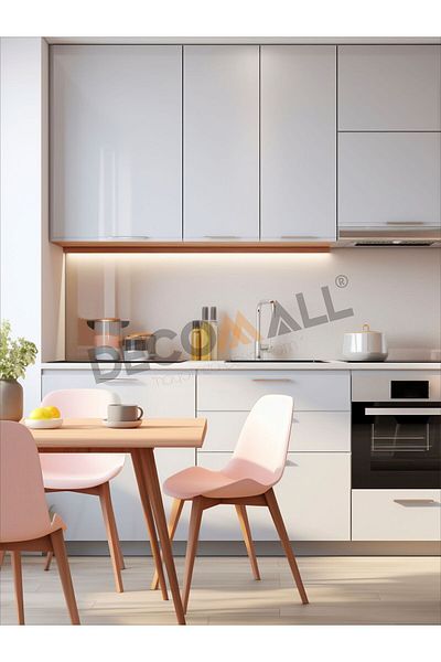 DECOMALL (50X100) White Foil Self-Adhesive Foil Kitchen Cabinet - Furniture Covering - Tile Covering